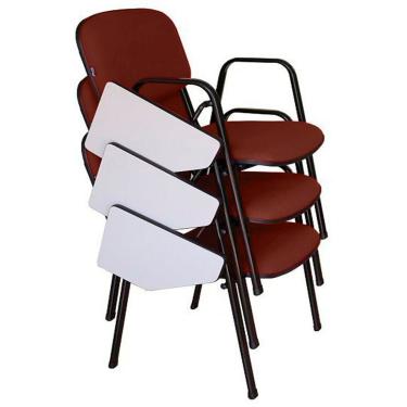 Imagem de 03 Cadeiras Escolar Universitária Linha Hotel Auditório Vermelho