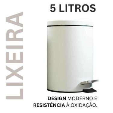 Imagem de Lixeira Cesto de Lixo Redonda em Aço Inox com Pedal 5 Litros com Balde