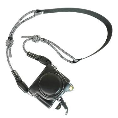 Imagem de Capa protetora de couro para câmera Sony rx100 vi, dsc-rx100 Mark ii, dsc-rx100 iii, dsc-rx100 iv, dsc-rx100 v RX100 VII m6 5a m3 bolsa protetora de couro com alça de ombro para câmera (preto)