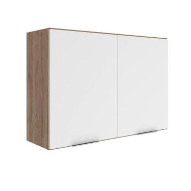Imagem de Armário Aéreo 2 Portas 80cm Poliman Móveis Carvalho/Branco