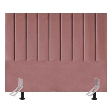 Imagem de Cabeceira Estofada De Cama Casal Box 140 Cm Luísa Veludo E Frame rosé