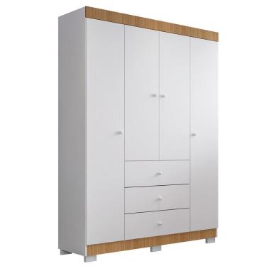 Imagem de Guarda Roupa Infantil Duda 4 Portas E 3 Gavetas Branco/carvalho - Phoenix Baby
