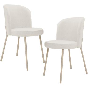 Imagem de Kit 02 Cadeiras Para Sala de Jantar Cozinha Estofada Gavi Arena L02 Linho Bege - Lyam Decor