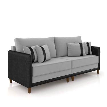 Imagem de Sofá 2 Lugares Living 172cm Pé Madeira Valença Pto/veludo K01 - D\'rossi Cor Cinza