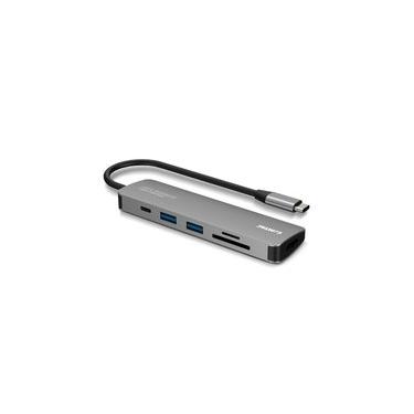 Imagem de HUB Docking Comtac USB-C, 6 em 1, HDMI 2.0, USB-A 3.2, USB-A 2.0, USB-C PD 85W, Cartão MicroSD/SD, Alumínio - 20119413