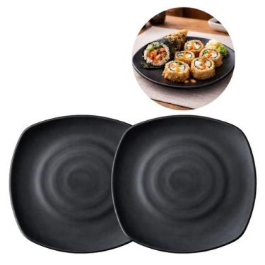 Imagem de 2 Pratos Melamina Quadrado Preto Oriental Restaurante Hotel 22,5cm - C