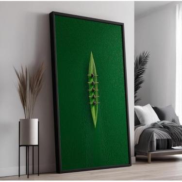 Imagem de Quadro com Moldura e Acrilico Cristal Canoa Verde Luxo para Sala, Quar