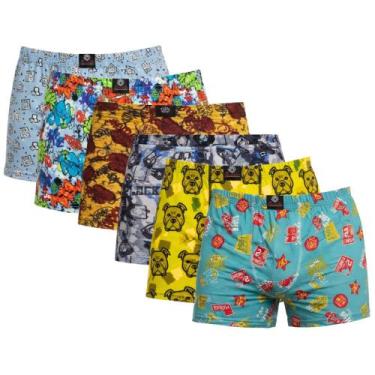 Imagem de Kit 6 Cuecas Boxer Microfibra Cós Embutido Estampas Variadas - Absolut