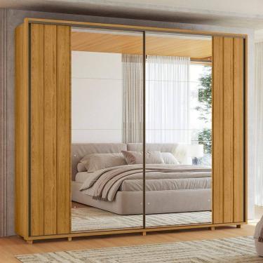 Imagem de Guarda-roupa Casal 2 Portas de Correr 100% Mdf com Espelhos e Pés Dali Cumaru
