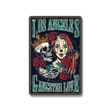 Imagem de Placa de lata Vintage Los Angeles Gangster Love 20x30 cm de ferro - ta