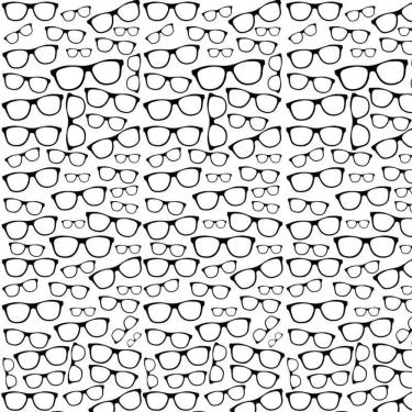 Imagem de Papel Parede Adesivo Branco Desenho Óculos Preto Decorativo