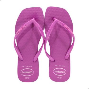 Imagem de Chinelo Havaianas Slim Square Log Pop Up Rosa, Rg, 4622 rosa gum, 37/3