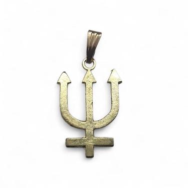 Imagem de Kit 12 Pingente Tridente PombaGira Dourado Proteção 3 cm