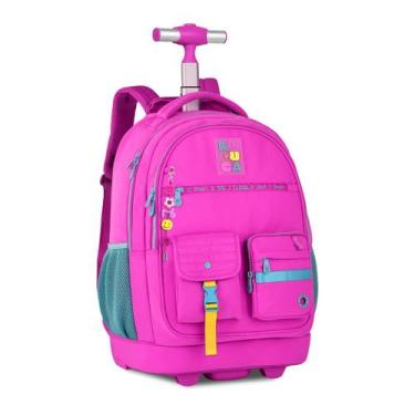 Imagem de Mochila Luluca Bolsa Escolar Juvenil Feminina Design Moderno, Rosa
