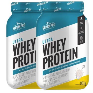 Imagem de Kit 2x Whey Isolado Concentrado Leite 907g - Shark Pro-Unissex