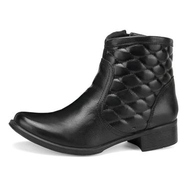 Imagem de Bota Botinha Couro Cano Curto Menina Detalhe Matelassê Casual-Feminino