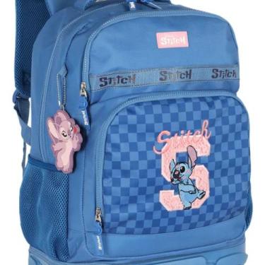 Imagem de Mochila Escolar Stitch Com Carrinho Infantil Resistente - - LUXCEL, Az