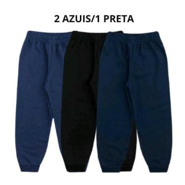 Imagem de Kit 3 Calças Moletom Peluciado Algodão Infantil Juvenil Inverno 4 ao 1