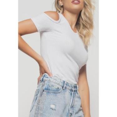 Imagem de Blusa Ombro Vazado Manga Curta Canelado Salvatore Fashion-Feminino