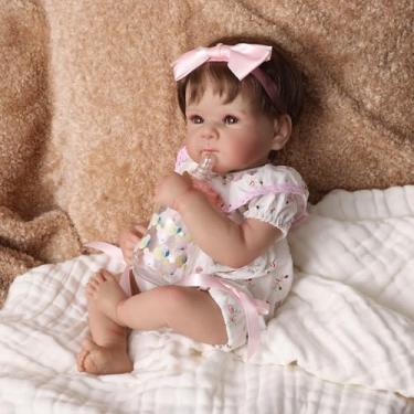 Imagem de Brastoy Bebê Reborn Boneca Menina de Silicone 48cm Pintada Realista Original (Olhos Castanhos)