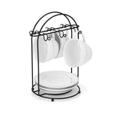 Imagem de Suporte p/ 6 Xícaras de Café e Pires Organizador Cantinho Cafezinho de