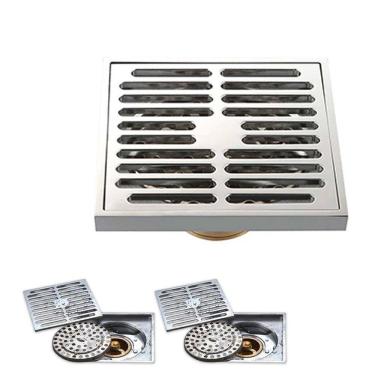 Imagem de Ralo Inox 10x10 Aço Inox Kit 2 Uni Banheiro Lavabo Anti Odor Anti Inseto Rapido Escoamento Resistente Seguro