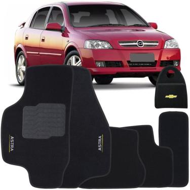 Imagem de Jogo Tapete Automotivo Carpete + Lixeira Gm Astra 1999 à 2012 Soft Logo Bordado Preto 6 Peças