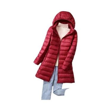 Imagem de Jaqueta Feminina De Plumas De Pato Branca Extra Longa Com Forro Removí
