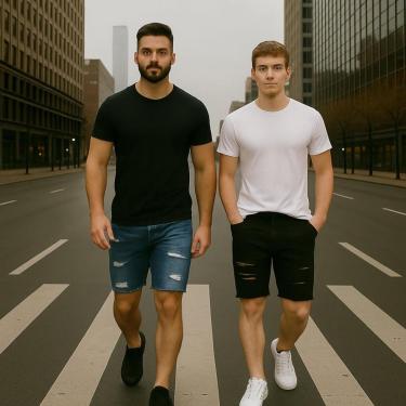 Imagem de Kit 2 Bermudas JEANS RASGADO MASCULINO Casual Elastano Short Slim Preta Azul Azul Claro 1047-Masculino