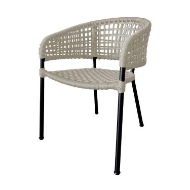 Imagem de Cadeira Sol Corda Náutica Base Em Alumínio Preto-areia