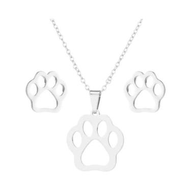Imagem de Conjunto De Joias De Aço Inoxidável Cor Dourada Com Tema De Gato/Gatin