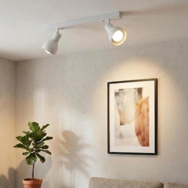 Imagem de Kit 2 Luminária Trilho Spot Duplo 2 Lâmpadas E-27 - Madeinsp, Branco