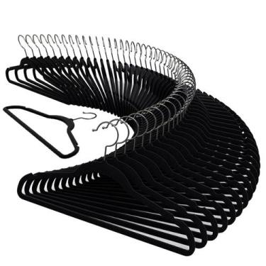 Imagem de Kit 10 Cabide Adulto RRister Veludo Slim Ultra Fino Não Escorrega, Pre