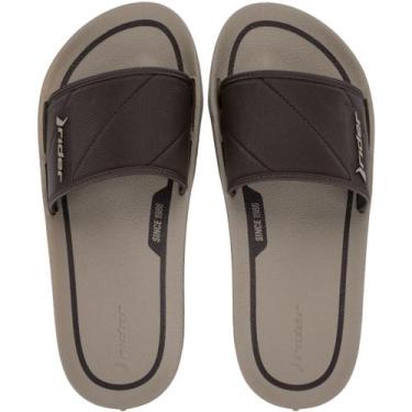 Imagem de Chinelo Slide Rider Street Solado Macio Gáspea Masculino, Marrom, 41