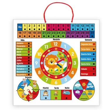 Imagem de Quadro Multiatividades Calendario Infantil Leãozinho Educativo Relógio