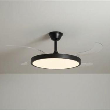 Imagem de Ventilador de Teto Retrátil Slim Preto com LED Multicor e Controle Rem