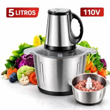 Imagem de Triturador De Alimentos Elétrico 5L Inox Multiprocessador 300W 2 Veloc