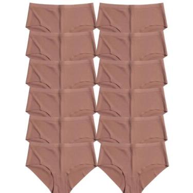 Imagem de Kit 12 shorts Microfibra Corte a Laser - Básica Linda, Bege, G