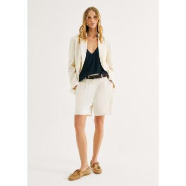 Imagem de Bermuda Feminina Em Alfaiataria Com Linho - Creme 036 - Hering Aduto, 