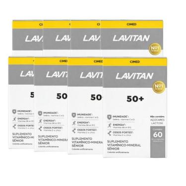 Imagem de Kit 08 Suplemento Alimentar Lavitan 50+ 60 Comp Cimed Sabor:Sem sabor,
