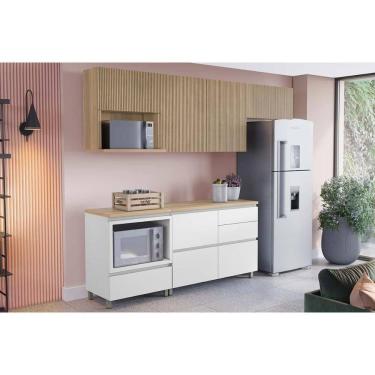 Imagem de Kit Cozinha Modulada 5 Peças Rainha (3aéreos+2balcões) C5p112 Nature-branco - Nesher