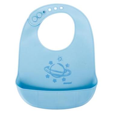Imagem de Babador de Silicone Bebê Pimpolho Impermeável Cata Migalhas Azul