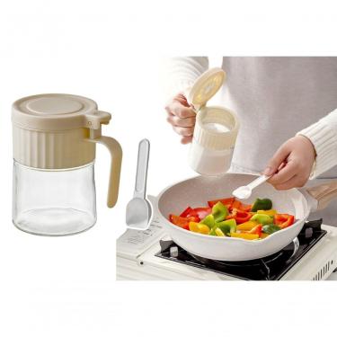 Imagem de Porta Condimentos Redondo com Colher 280ML Plástico e Vidro Tampa Hermética Cozinha Transparente Top Rio Comercial