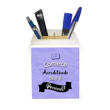 Imagem de Organizador de Mesa Iluminado Começe Acreditando - DECORFUN