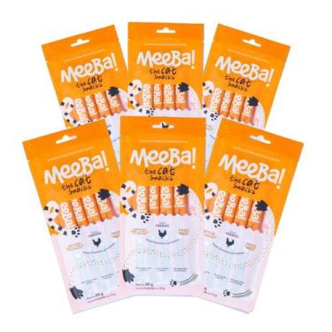 Imagem de Kit 6 Meeba Snack Natural Úmido Cremoso Frango 24 Sachê 14g