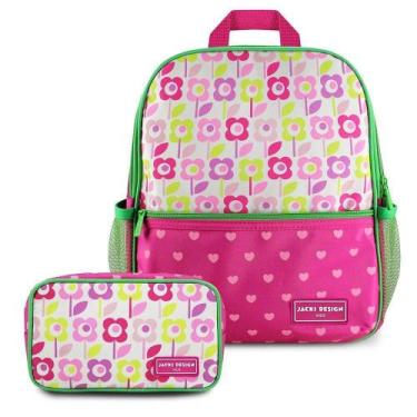 Imagem de Kit Mochila E Estojo Sapeca - Jacki Design Flor Pink