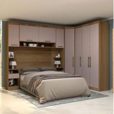 Imagem de Conjunto Quarto de Canto Completo Queen 6 Peças 8 Portas 2 Gavetas Luc
