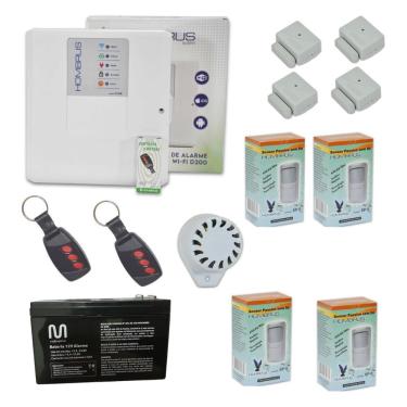 Imagem de Kit Alarme Central Wi-Fi D200 8 Sensores sem Fio com Bateria 12V Bivolt Hombrus