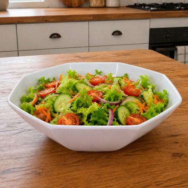 Imagem de Tigela Saladeira Bowl Melamina Branca 1400ml Resistente para Servir Saladas e Acompanhamentos Cozinha