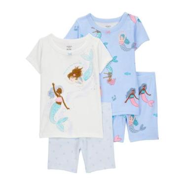 Imagem de Pijama 4 peças carter's - sereias - menina - conjunto de roupa infanti